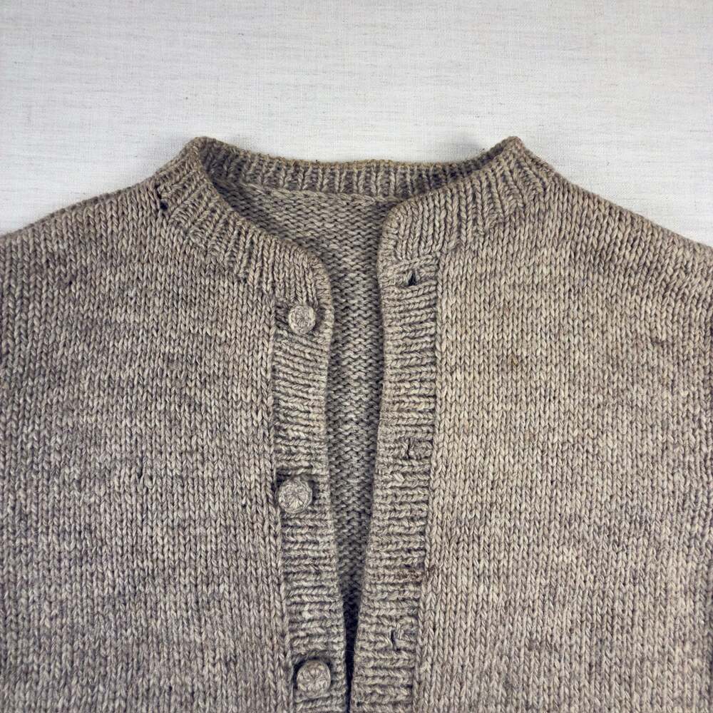Vintage Hand-Knit Wool Snowflake Cardigan Sweater - Picture 4 of 8